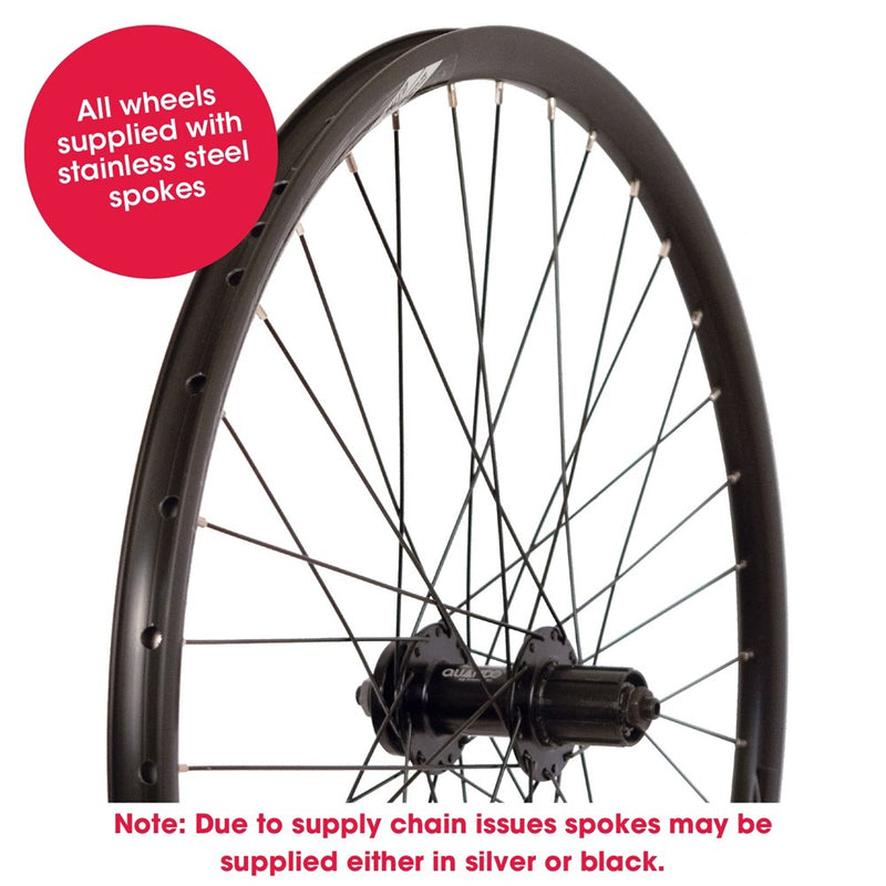 Bikecorp WH275DR 27.5-inch black disc rear wheel; supplier notes spokes may be silver or black