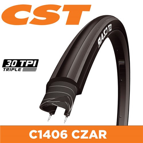CST Tyre CZAR C1406 - 700 x 28 Road Training Wire bead 27 TPI - Black - freedommachine