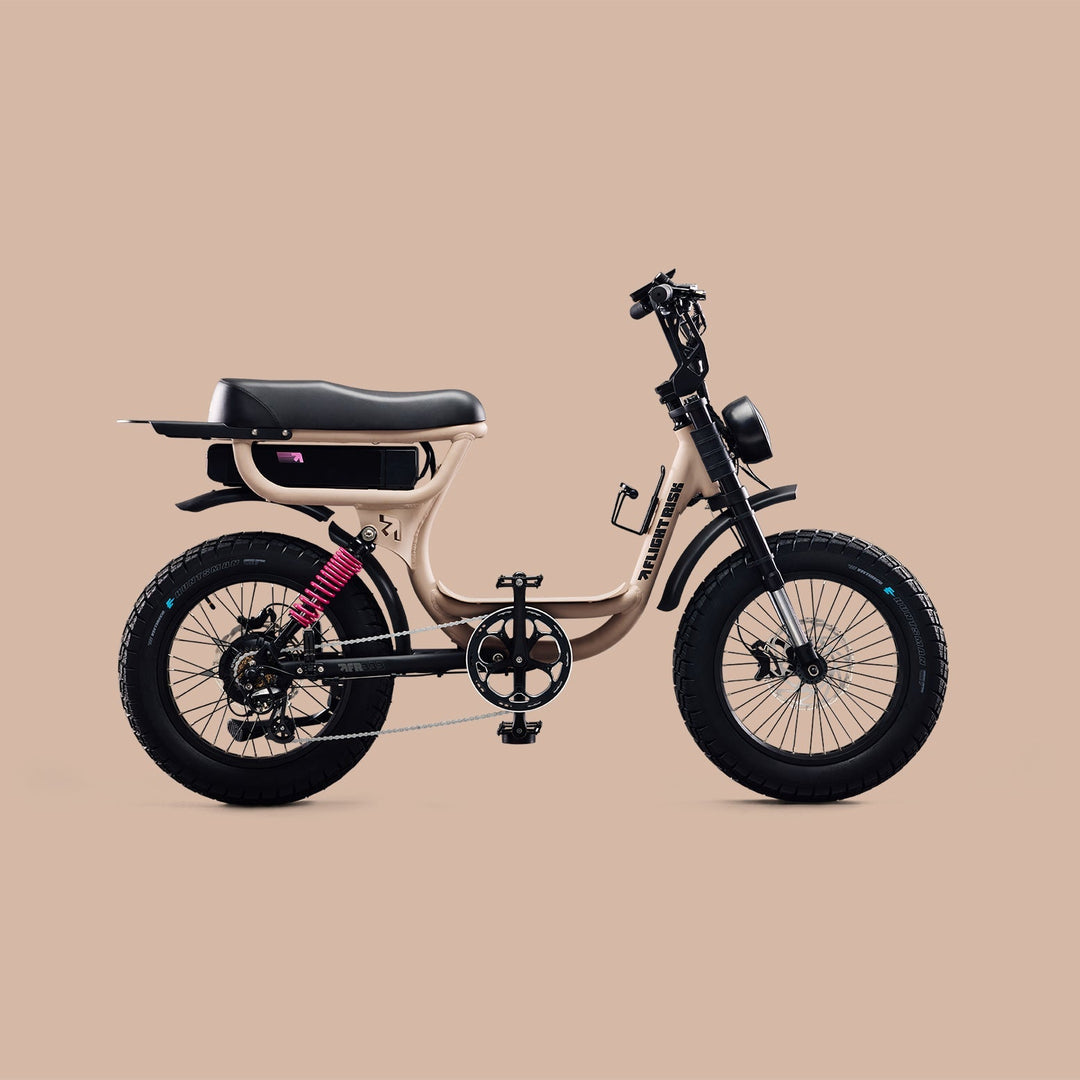 Ebike with rear suspension from Flight Risk - FR333 in Champagne