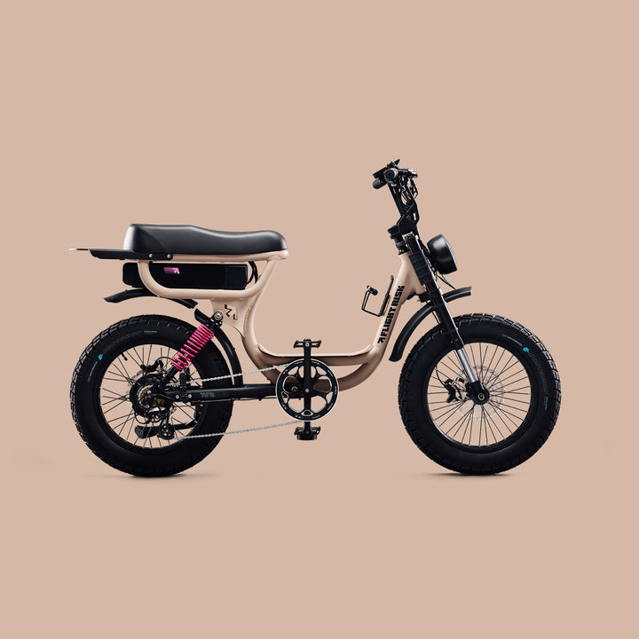 Ebike with rear suspension from Flight Risk - FR333 in Champagne